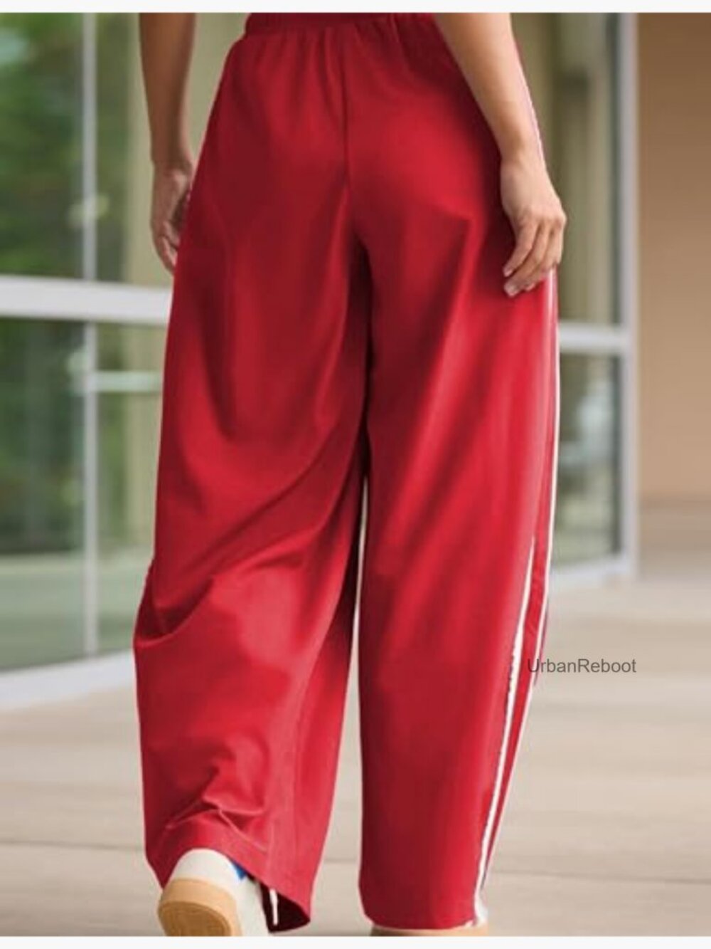 Wide Leg Striped Sweatpants with Pockets Drawstring Waist Casual Lounge Palazzo - Picture 4 of 7